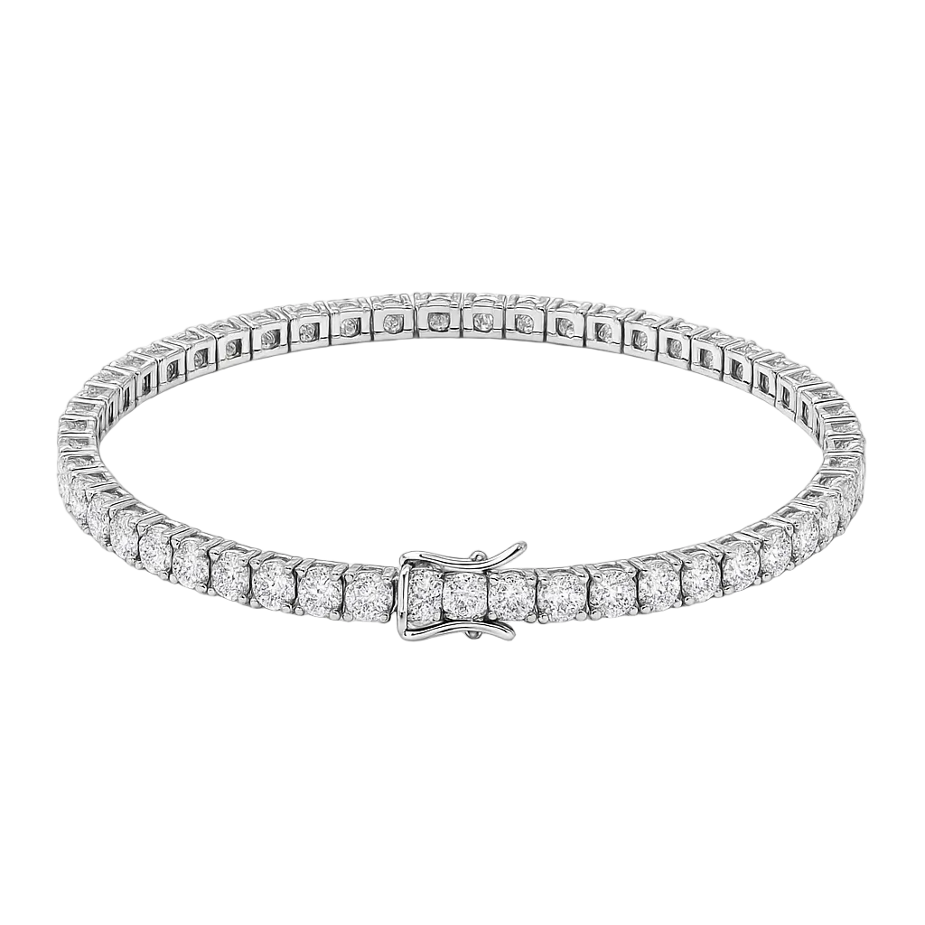 Bracelet de tennis argenté avec fermoir sécurisé