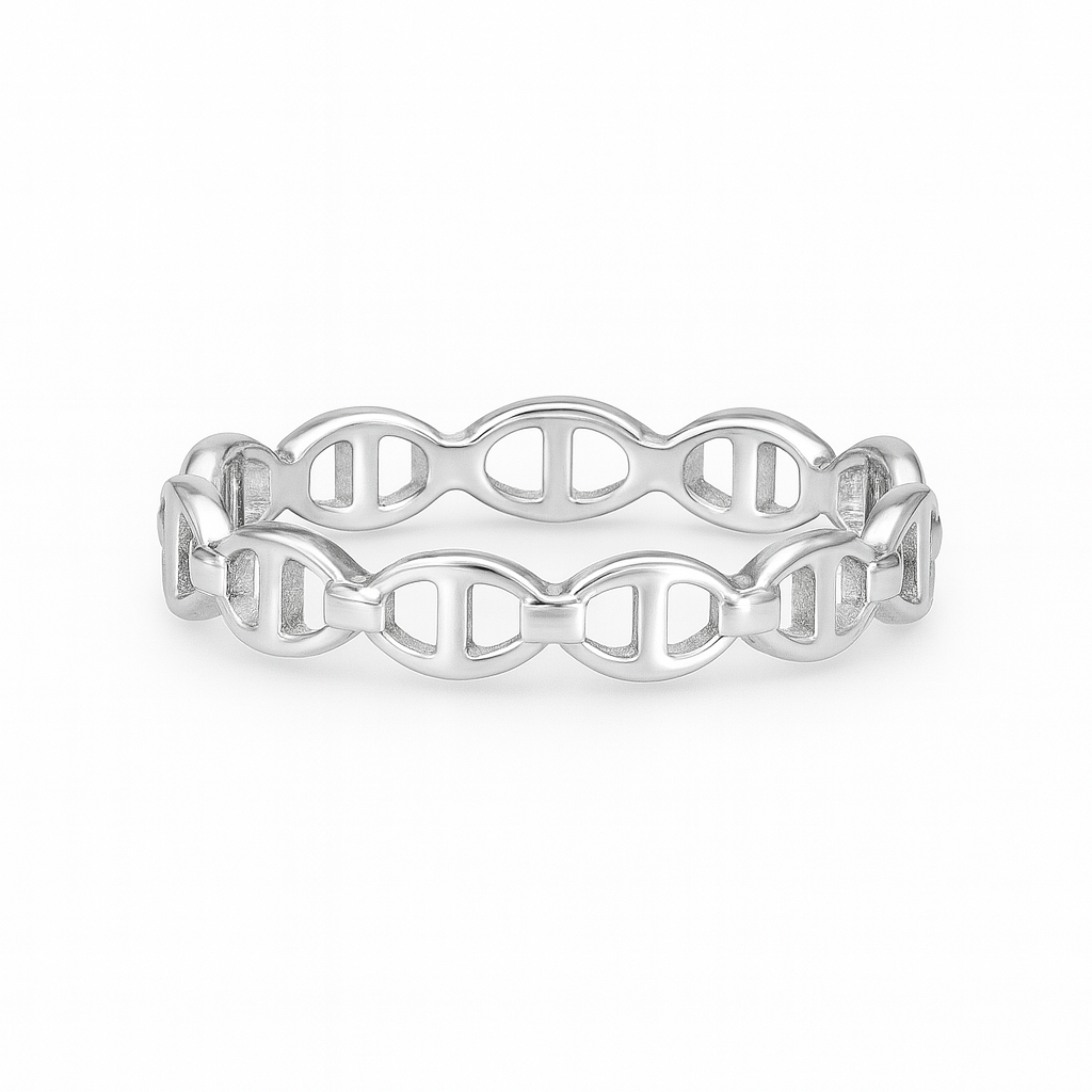 Sleek stainless steel ring