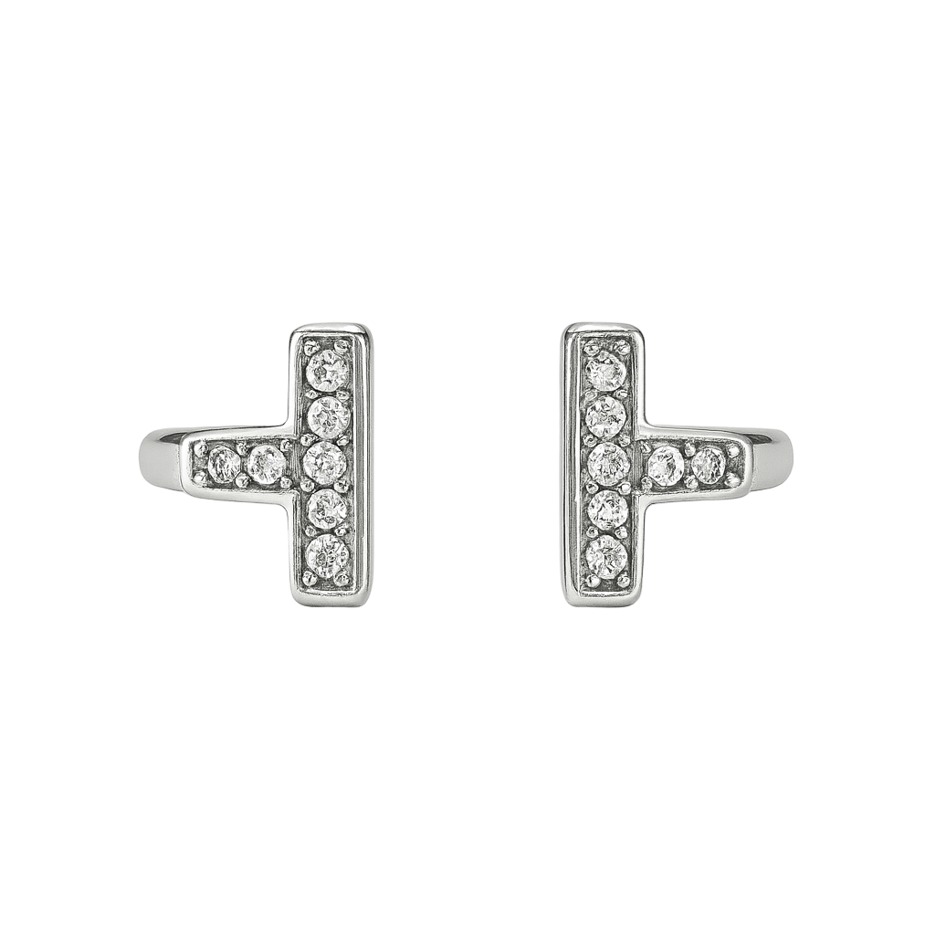 Classic T-Design Crystal Ring