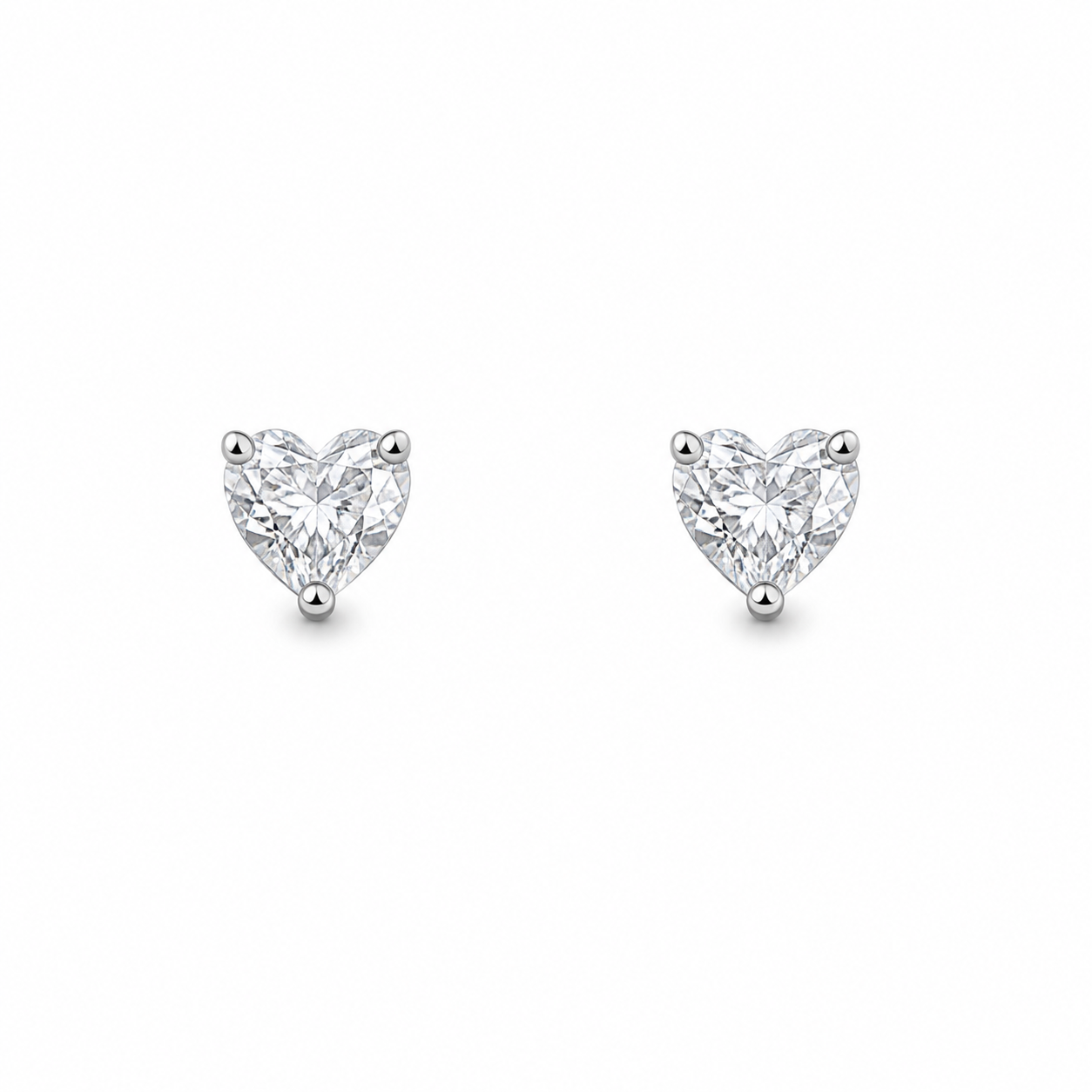 Sterling Silver Heart Cut Stud Earrings