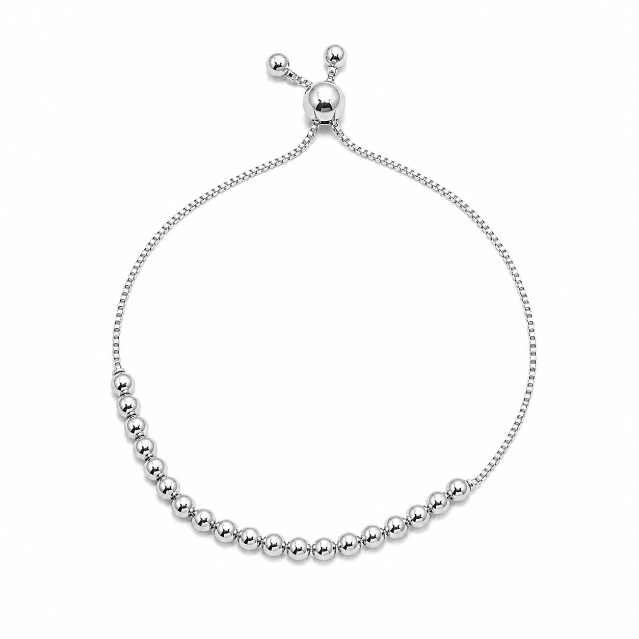 Sterling Silver Adjustable Beaded Bracelet