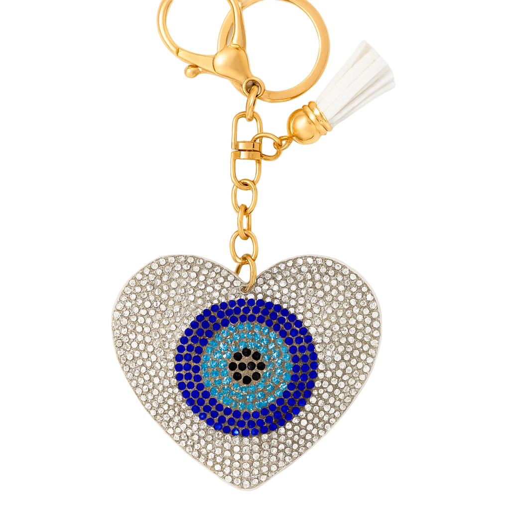 Porte-clés Cœur Blanc Œil Maléfique