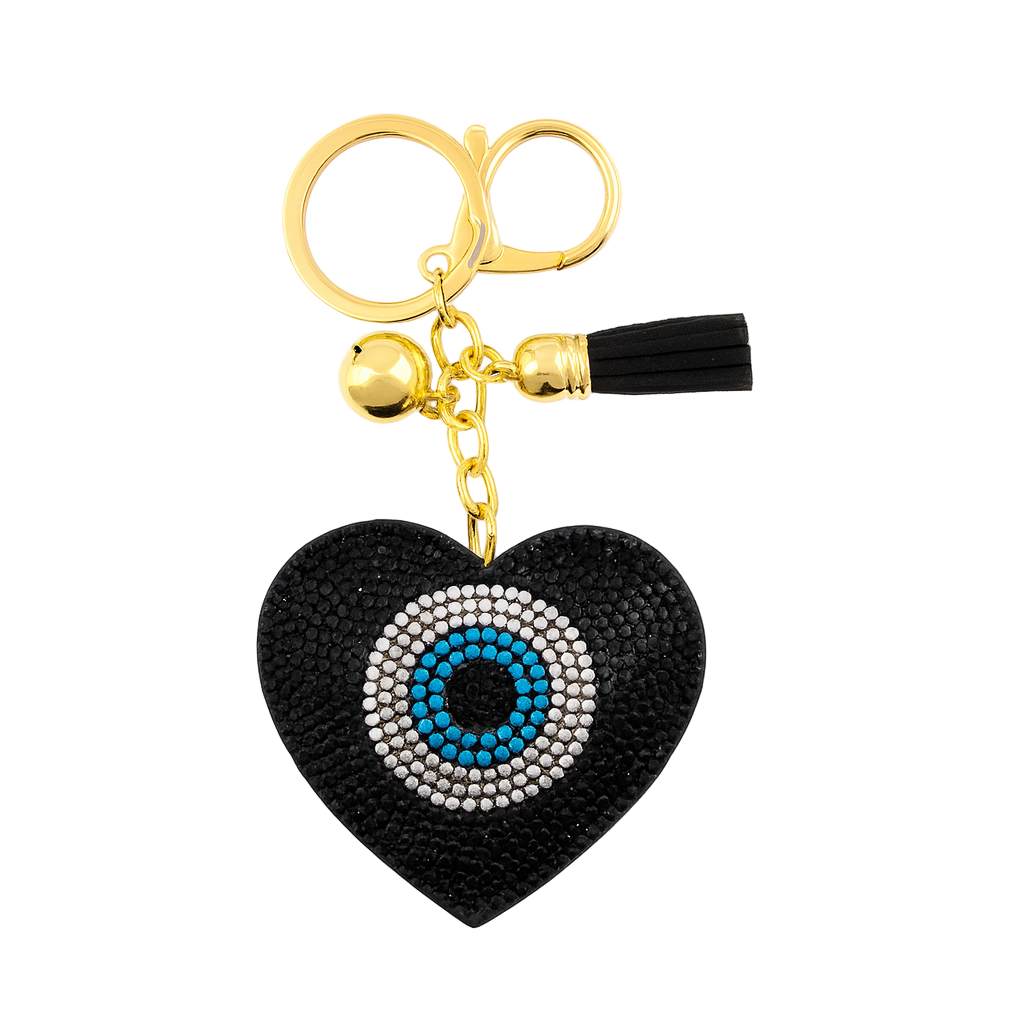 Black Heart Evil Eye Keychain