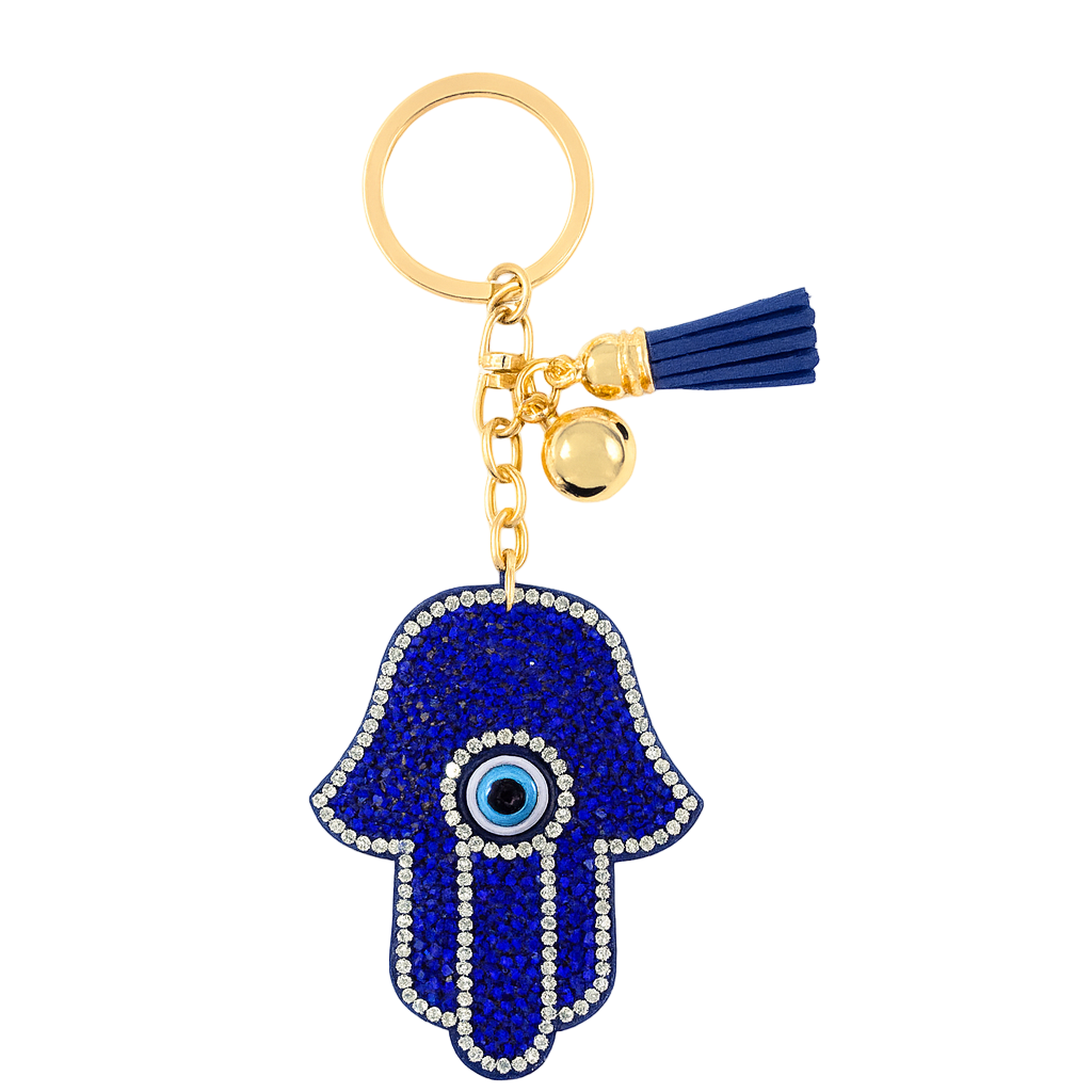 Porte-clés main de Hamsa bleue