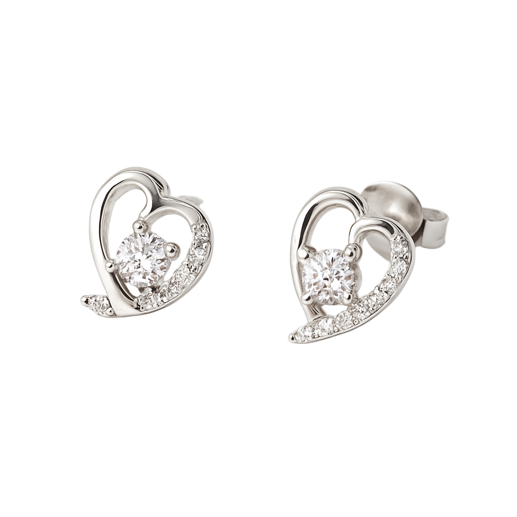 Heart shaped sterling silver earrings