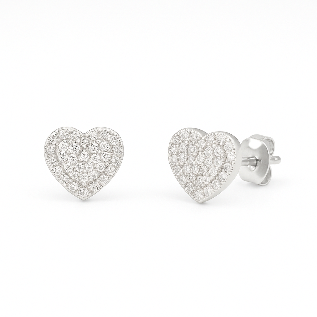 Sterling silver heart studs