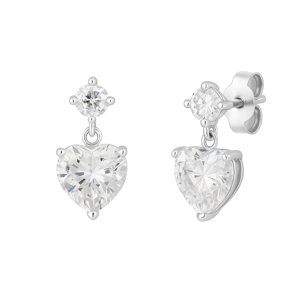 heart pending silver earrings