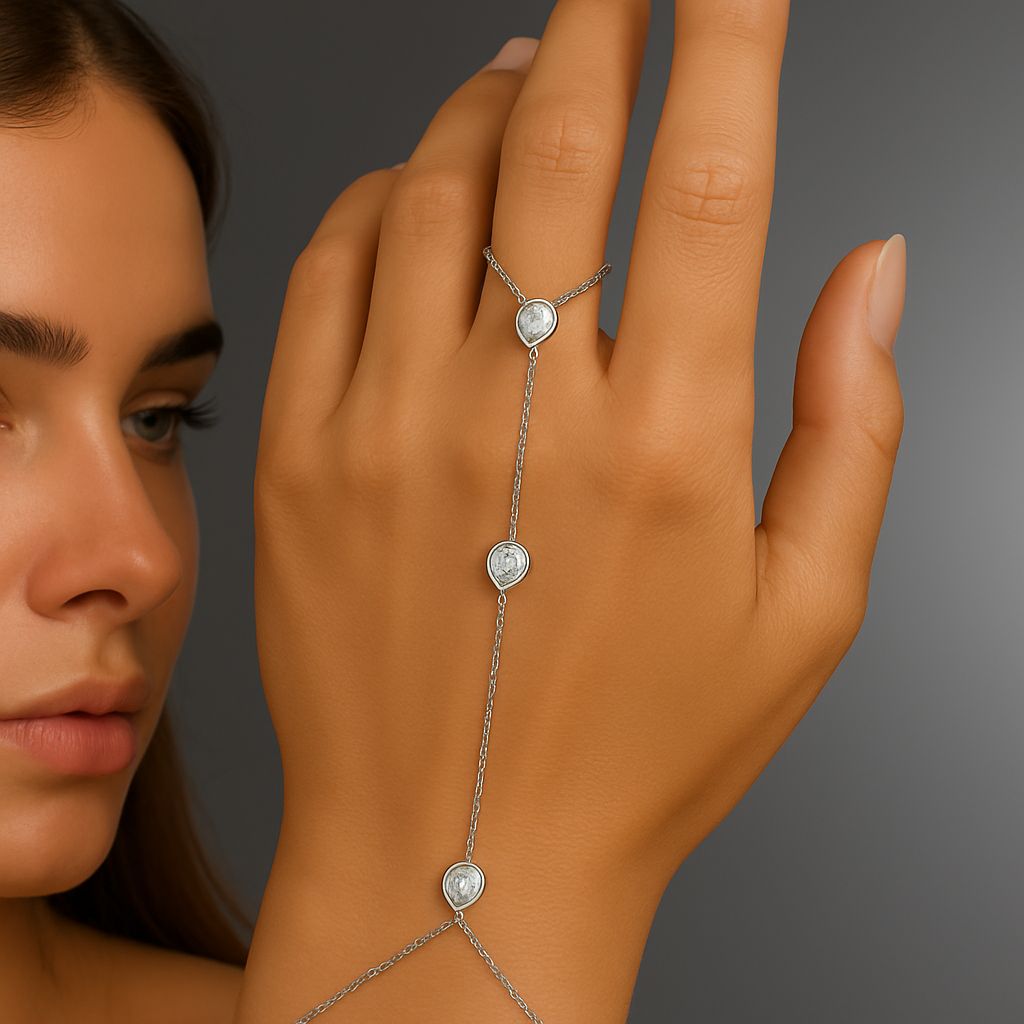 Elegant Silver Hand Chain – Stainless Steel