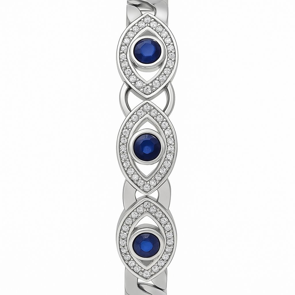 Triple Evil Eye Silver Bracelet