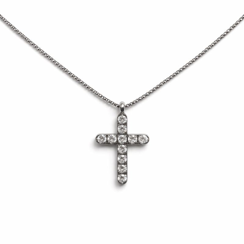 Crystal Cross Pendant Necklace – Stainless Steel