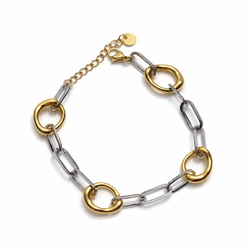 Two-Tone Circle Link Bracelet