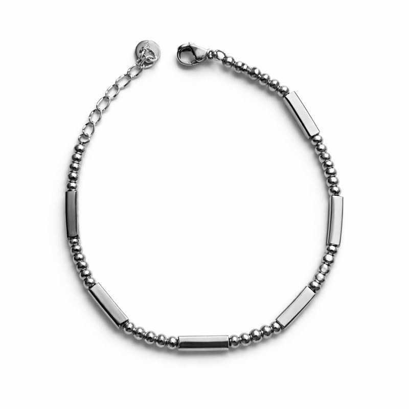 Minimal Silver Bead Bar Bracelet