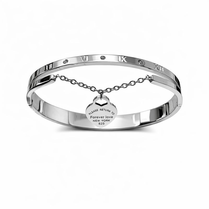 Silver Roman Numeral Bangle Bracelet