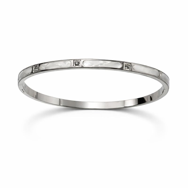 Silver Minimal Crystal Bangle