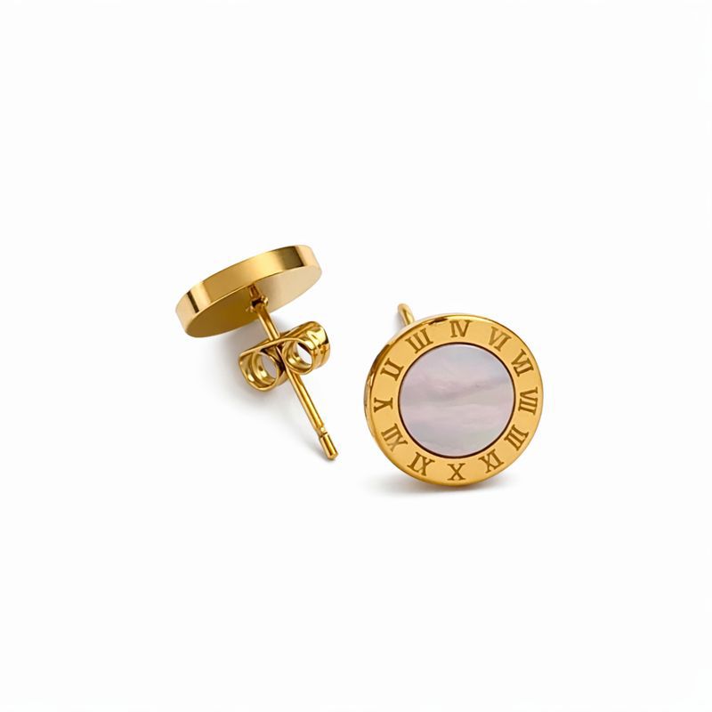 Gold Roman Numeral Stud Earrings