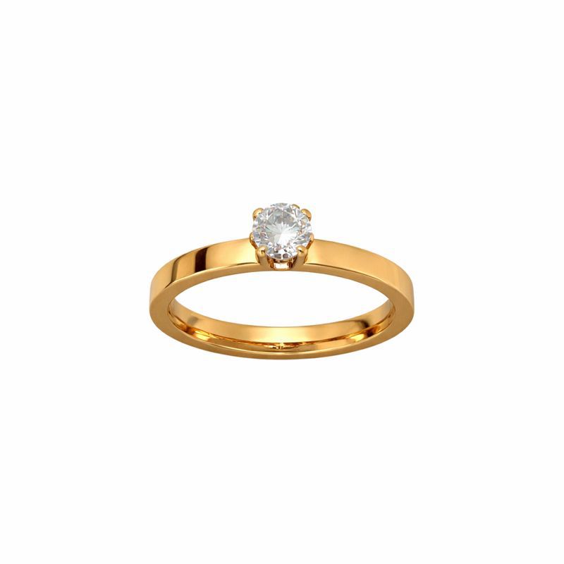 Gold Solitaire Crystal Ring