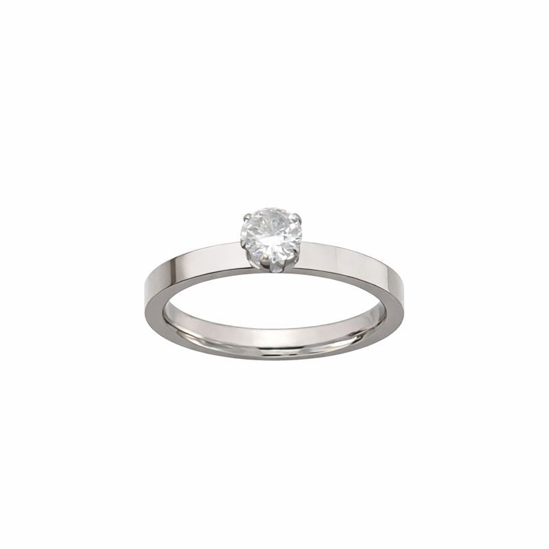 Silver Solitaire Crystal Ring