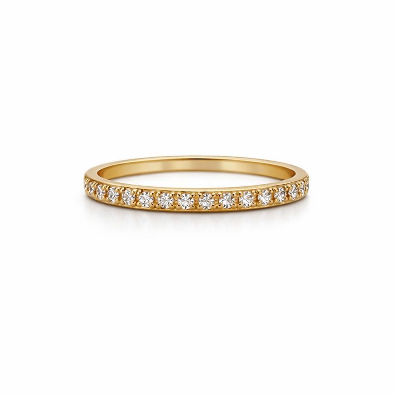 Gold Crystal Band Ring – Stainless Steel
