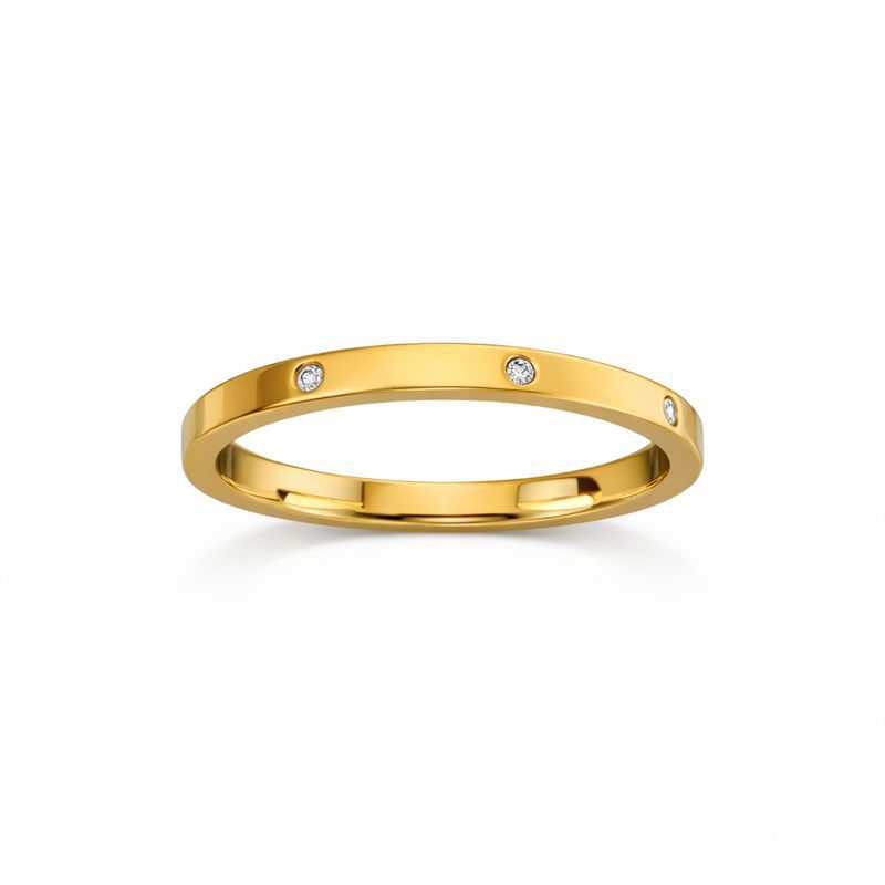 Minimal Gold Crystal Band – Stainless Steel