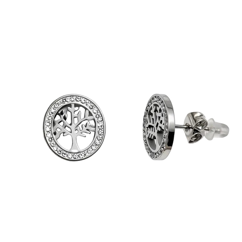 Tree of Life Stud Earrings – Silver Tone