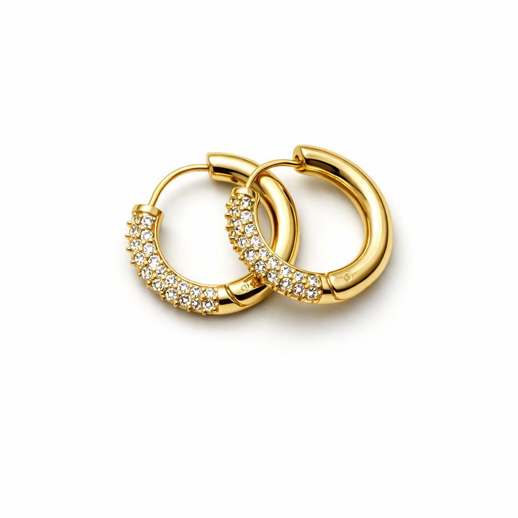 Elegant Gold Crystal Hoop Earrings – Minimal Luxe Design