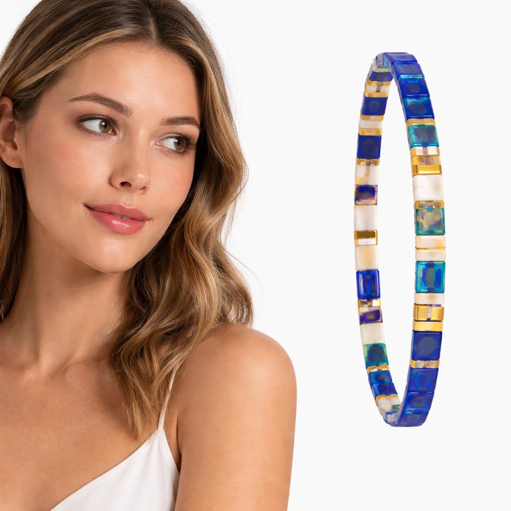 Blue Multi-Tone Semi-Precious Stone Bracelet
