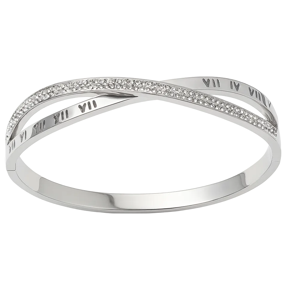 Bangle with crystals and Roman numerals