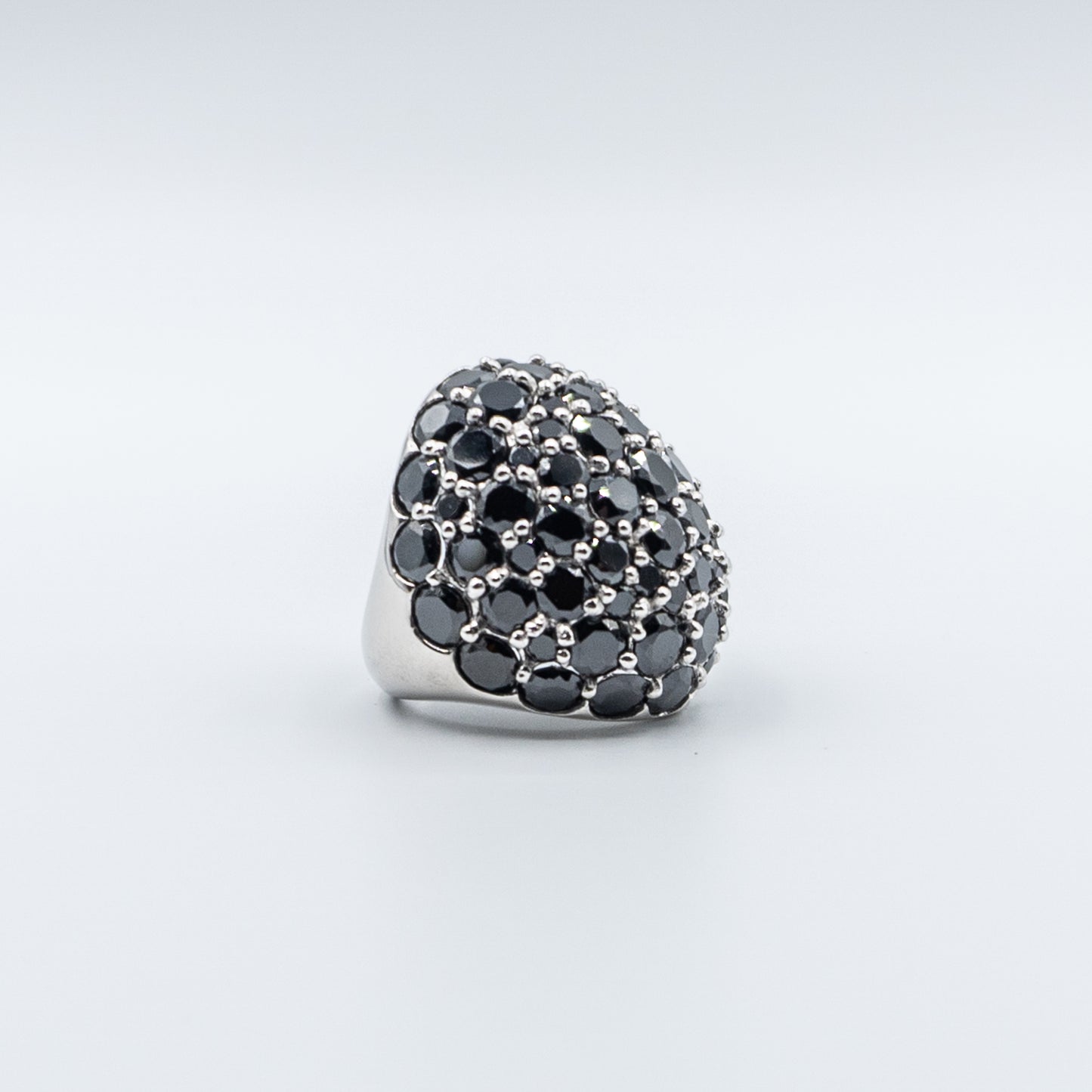 SIENNA - large sterling silver black ring