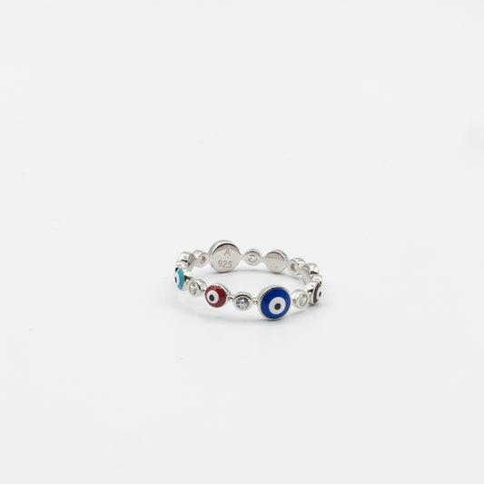 CLARA- Sterling silver multicolour Eye ring