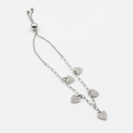CHARLOTTE - sterling silver heart pendants bracelet