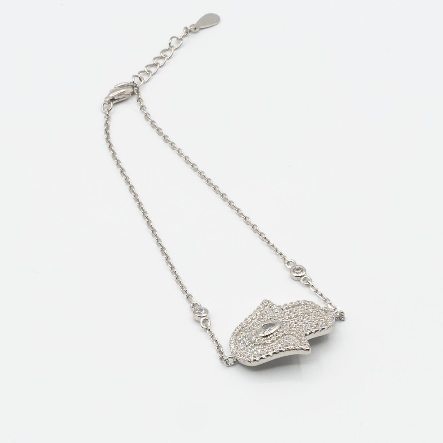 LUNA - sterling silver Hamsa bracelet set with Cubic Zirconia.