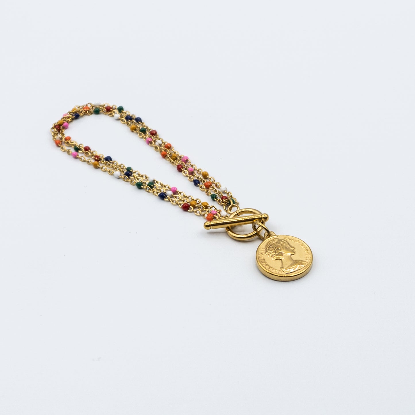 SAIGE - stainless steel bracelet multicolour beads