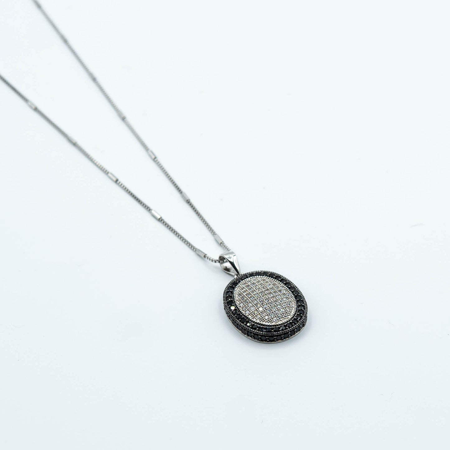 DK-925-463 sterling silver necklace with oval micropave CZ