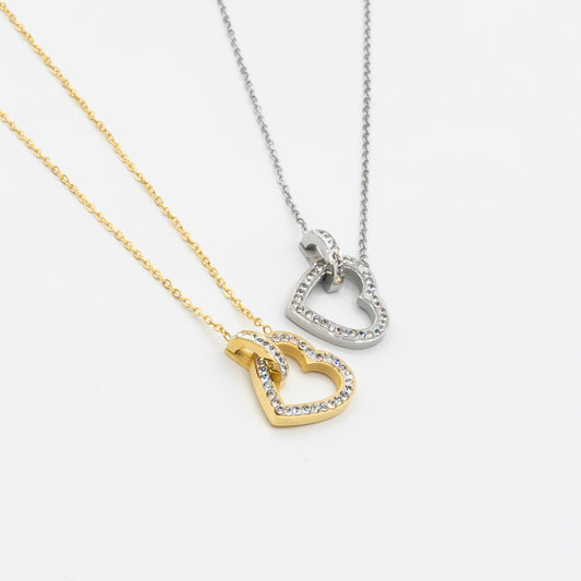 JULIA- stainless steel heart necklace with crystals