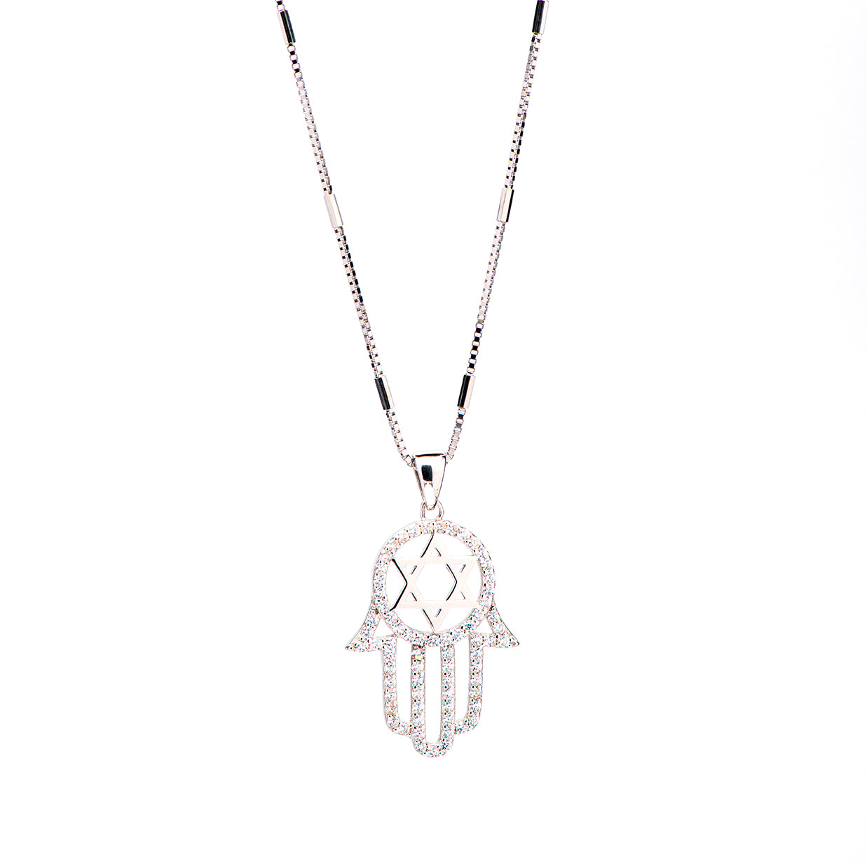 DK-925-443 hamsa with Star of David Necklace