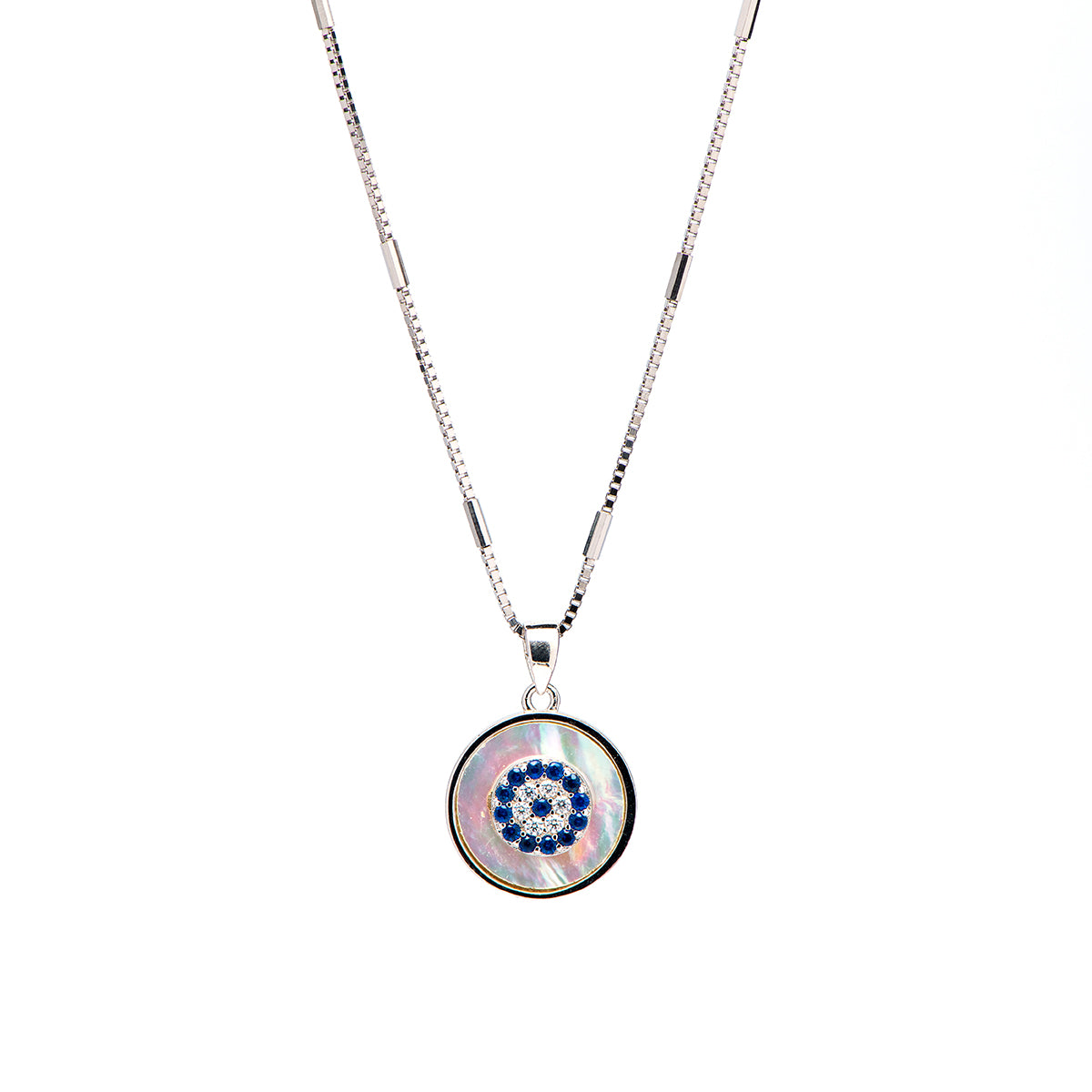 DK-925-456 blue eye necklace With mother of perle.