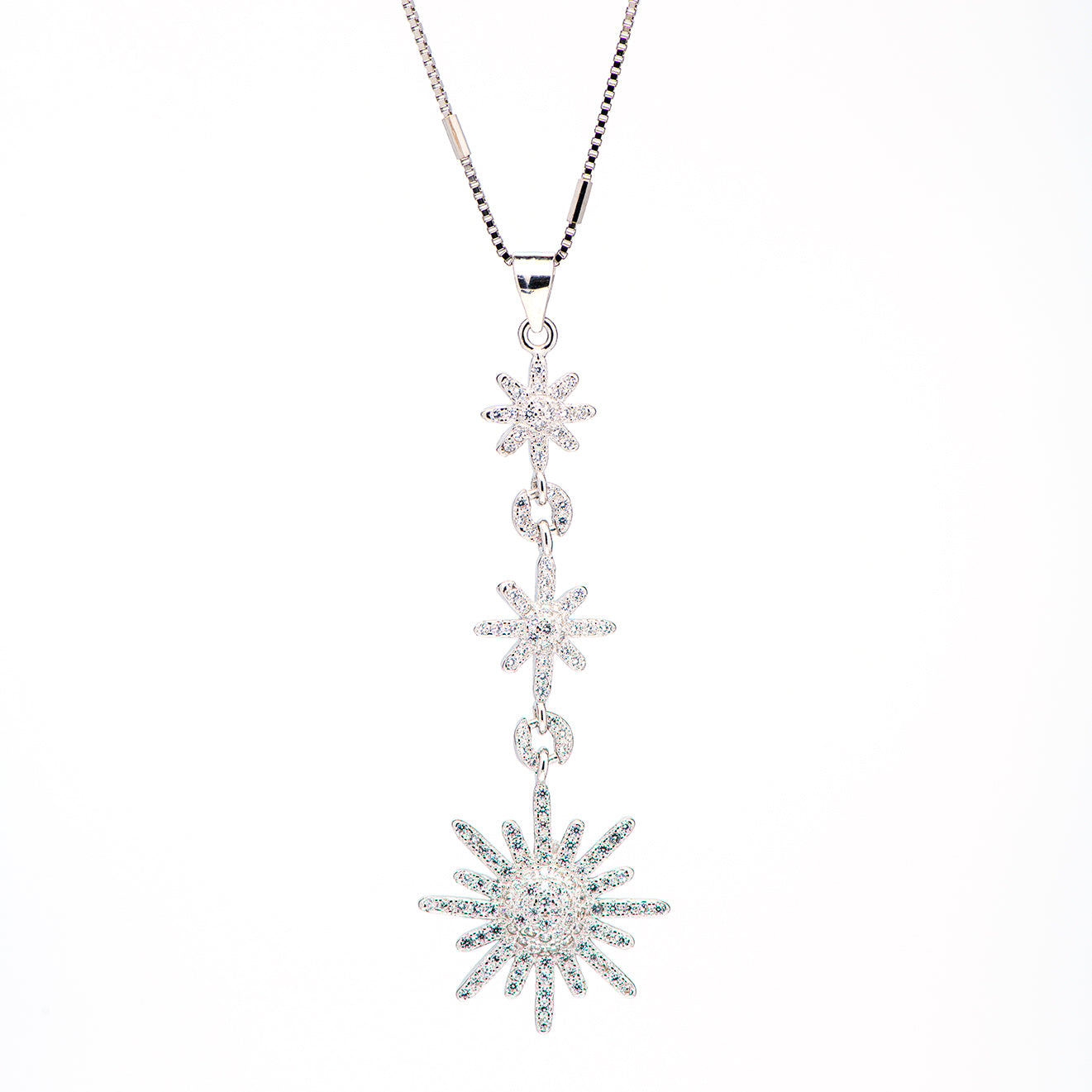 DK-925-452 three pending snow flakes necklace