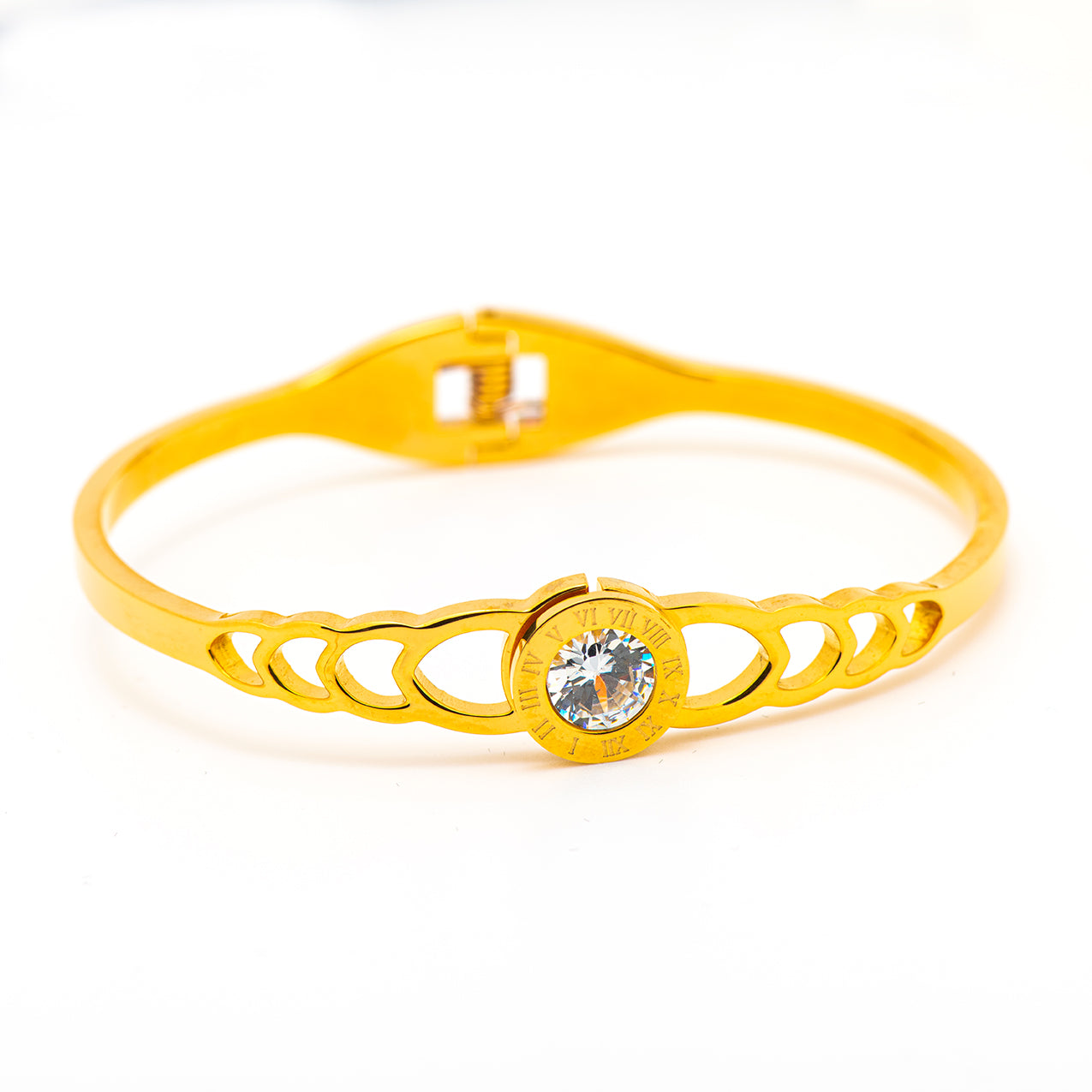 stainless steel bangle with crystal