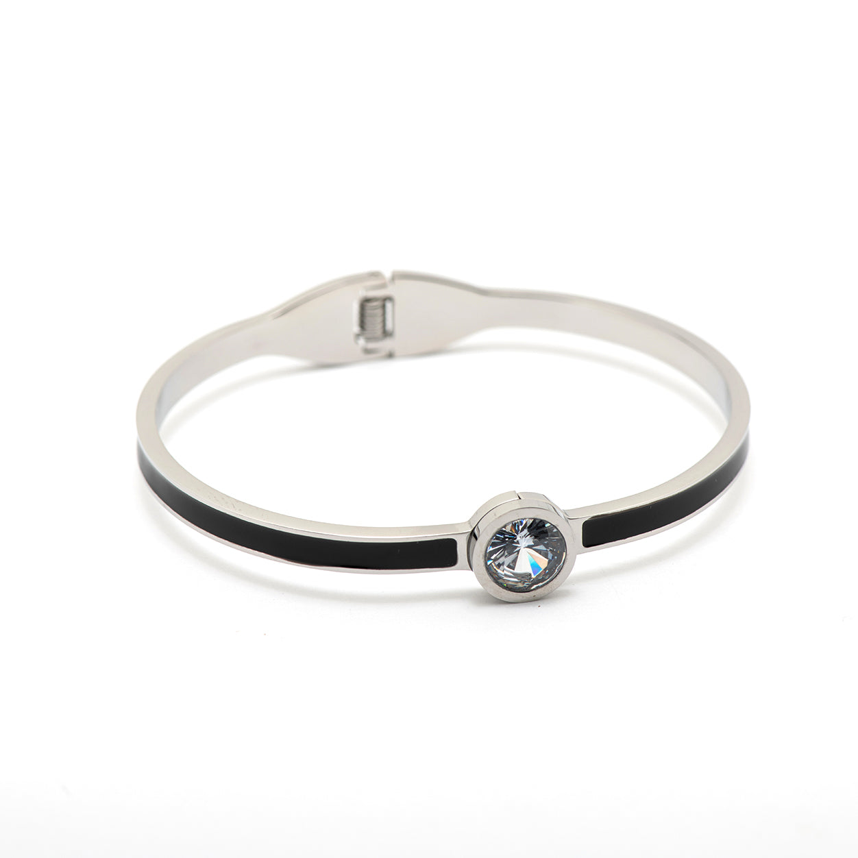 stainless steel bangle with crystal