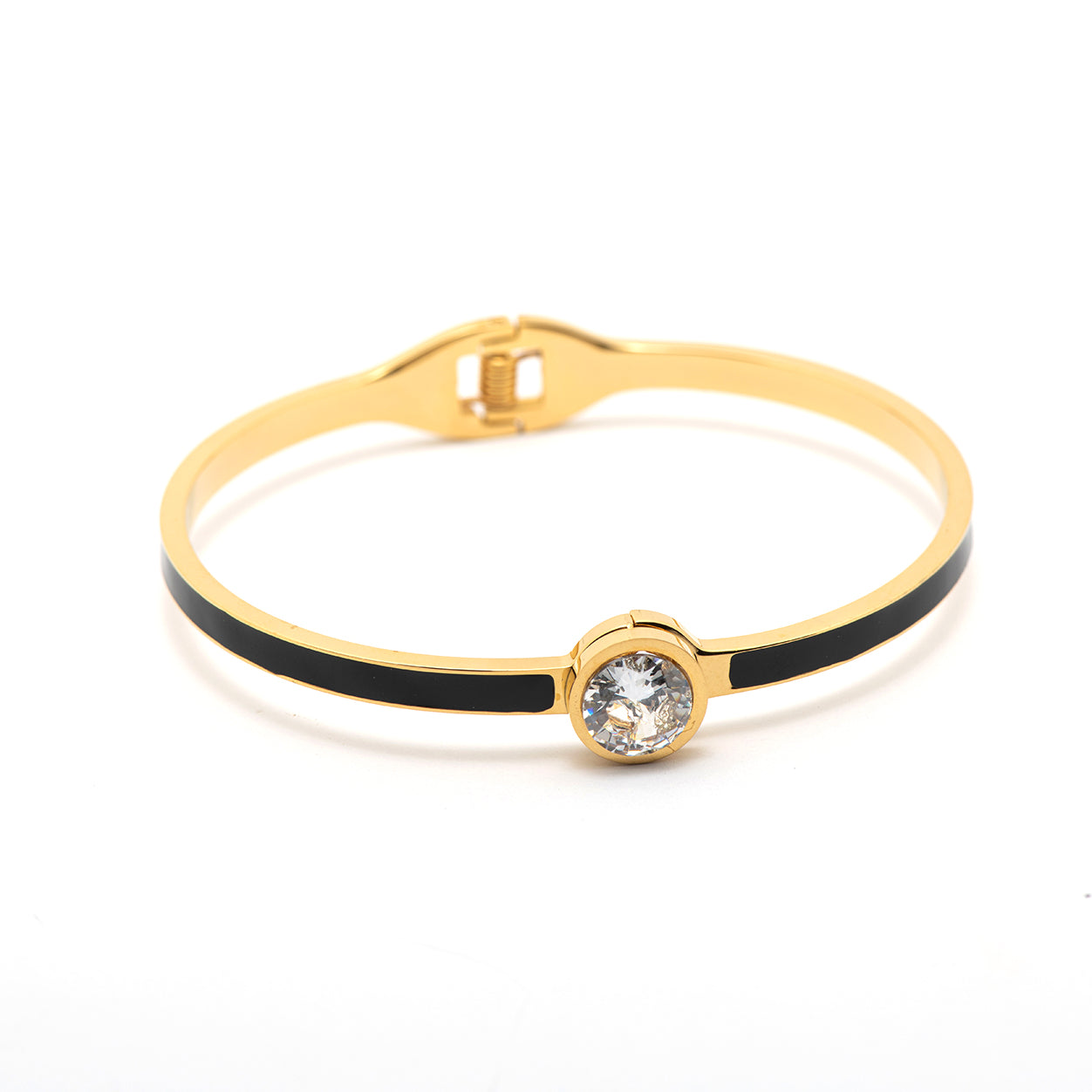 stainless steel bangle with crystal