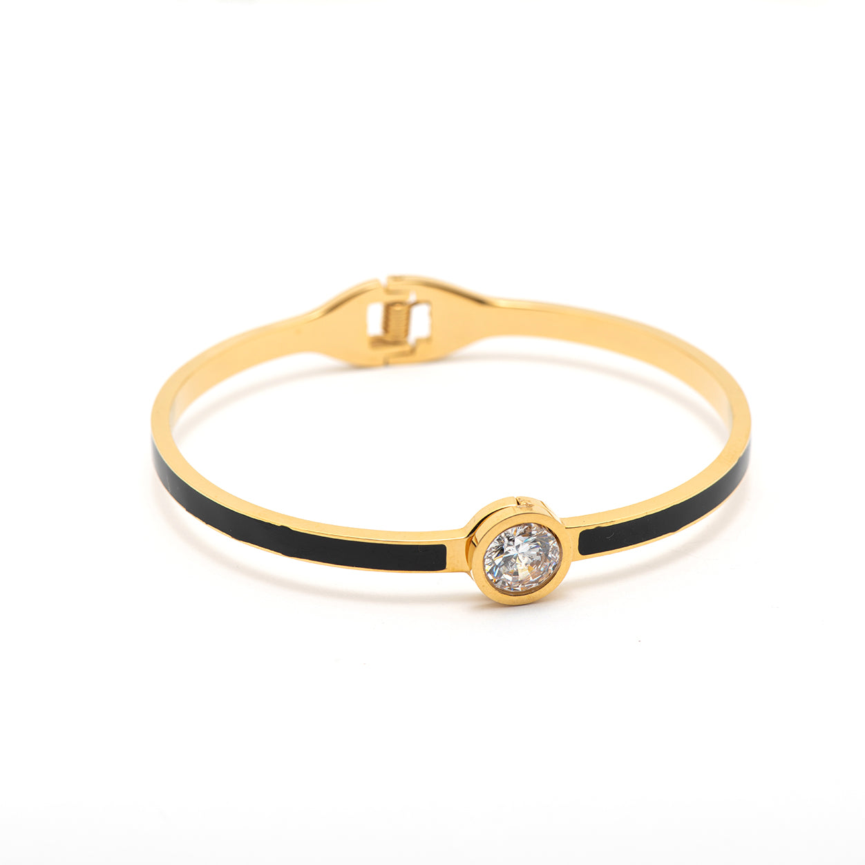 stainless steel bangle with crystal