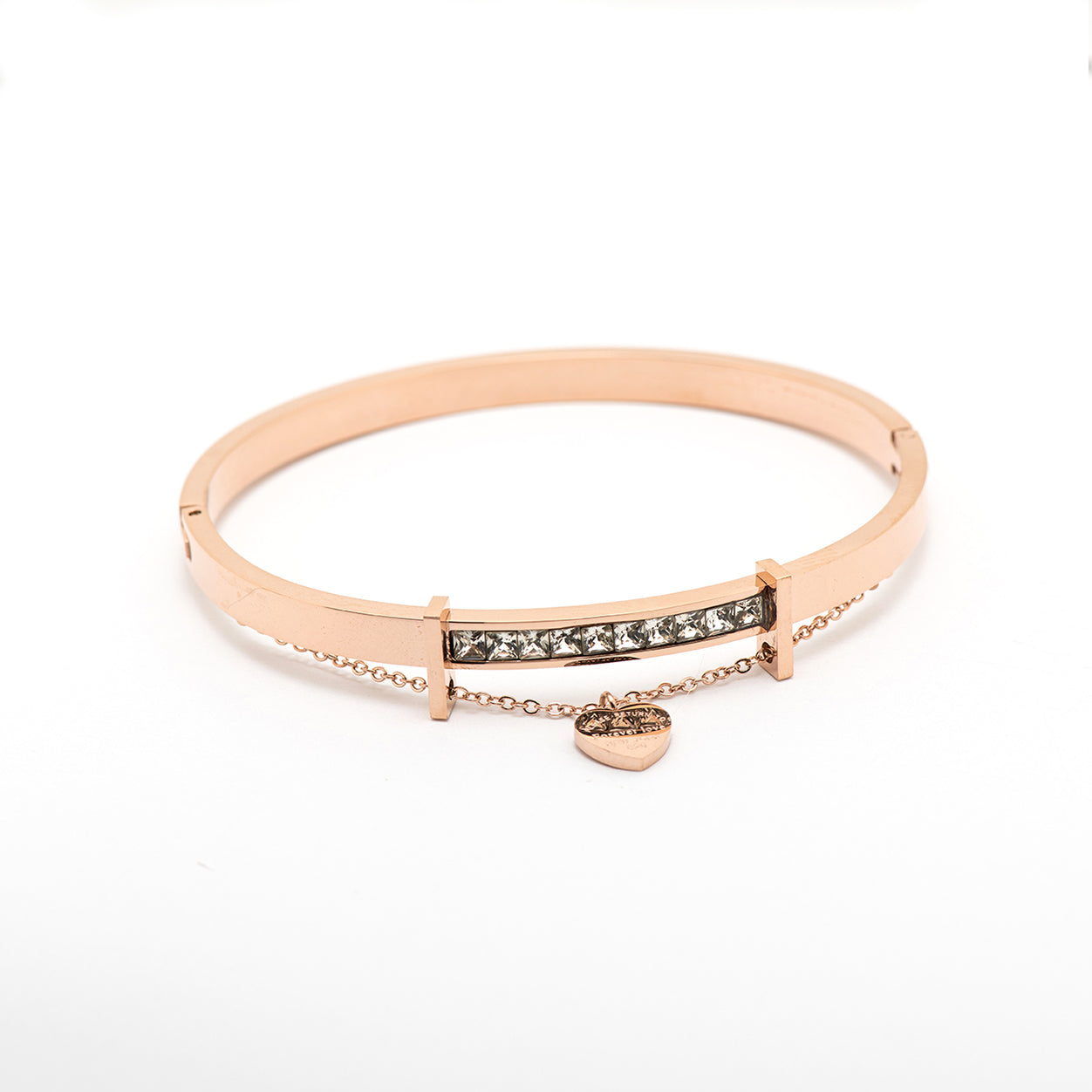 stainless steel bangle with small heart