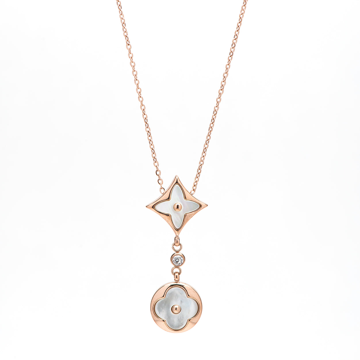 stainless steel mother of pearl necklace
