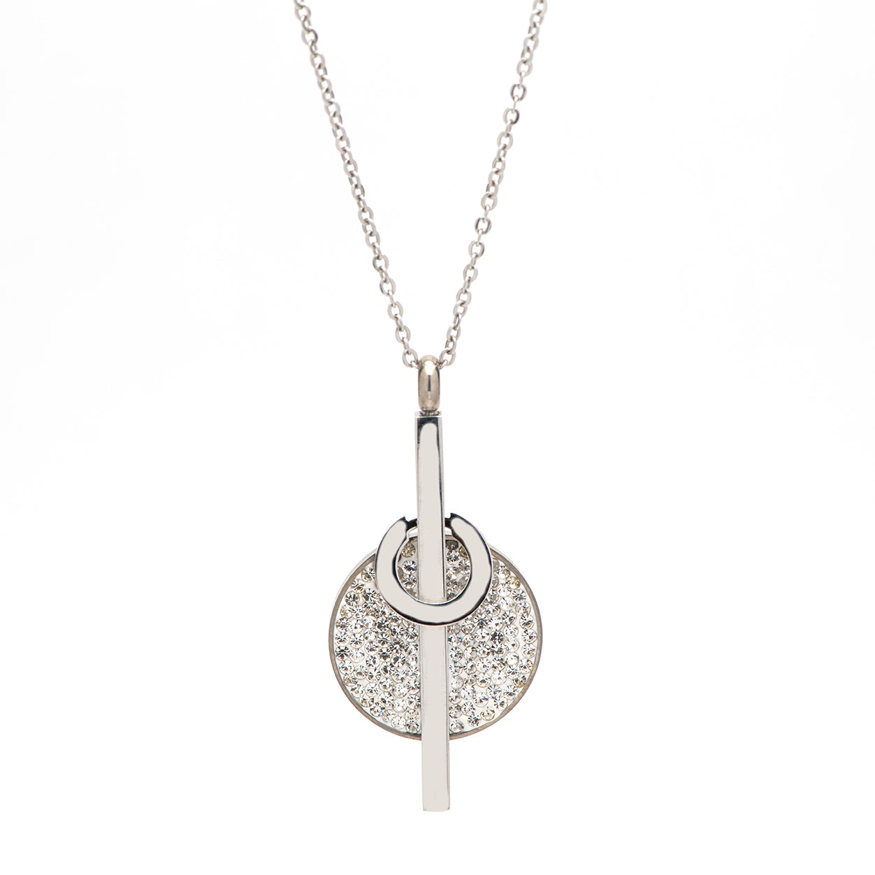 stainless steel necklace with crystals