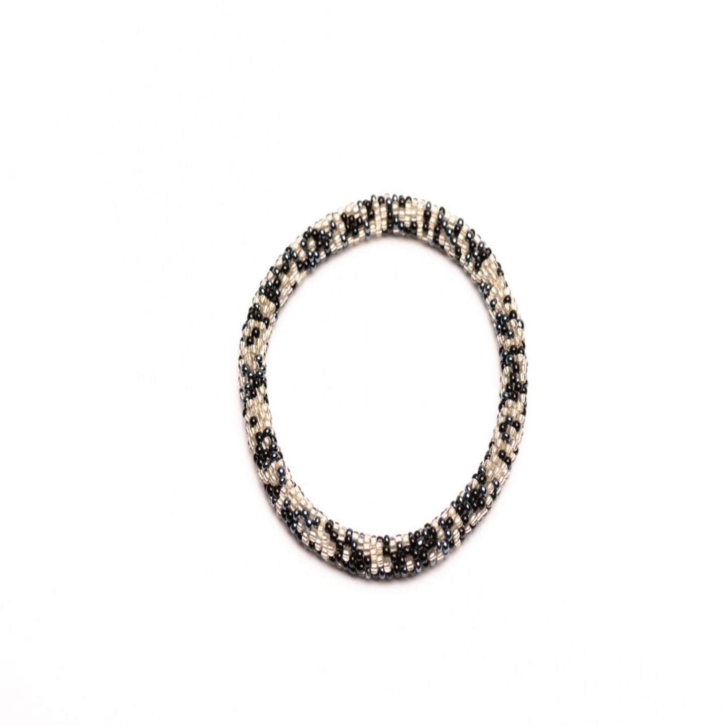 Indian beads bracelet (cream and hematite)