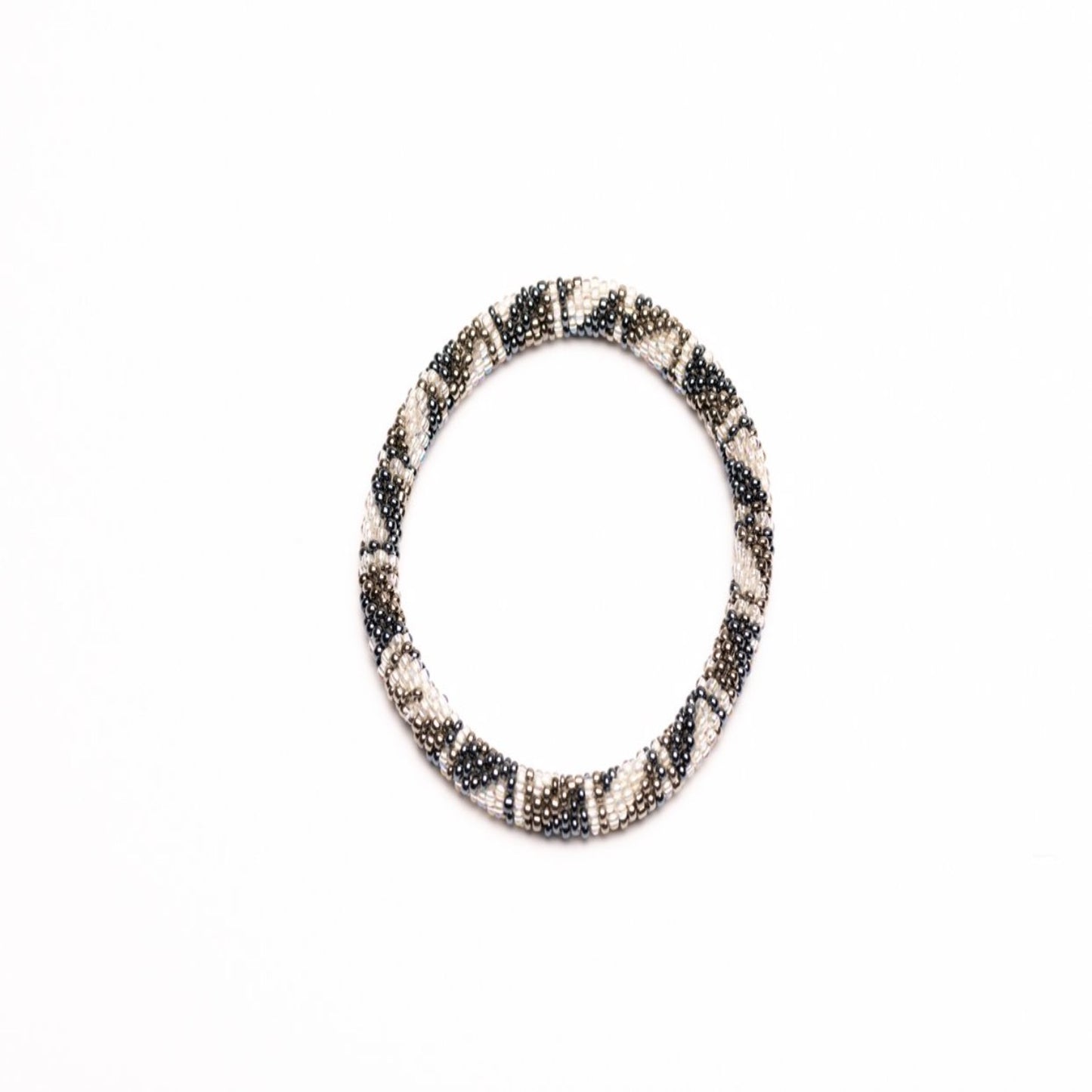 Indian beads bracelet (hematite and cream)