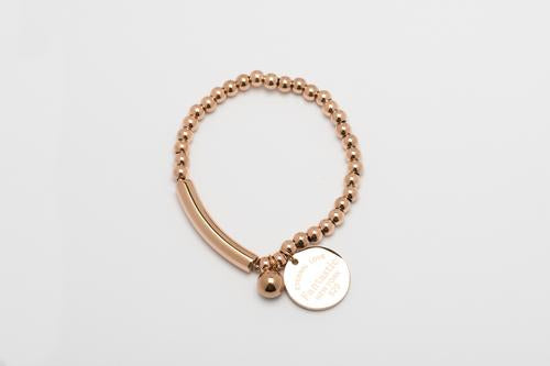Stainless steel silver tone beads elastic bracelet