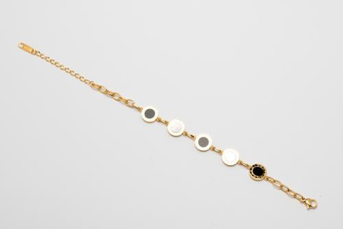 Stainless steel bracelet with black and white MOP