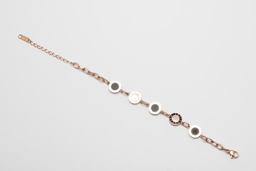 Stainless steel bracelet with black and white MOP