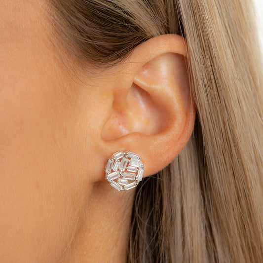 DK-925-054 sterling silver round earrings